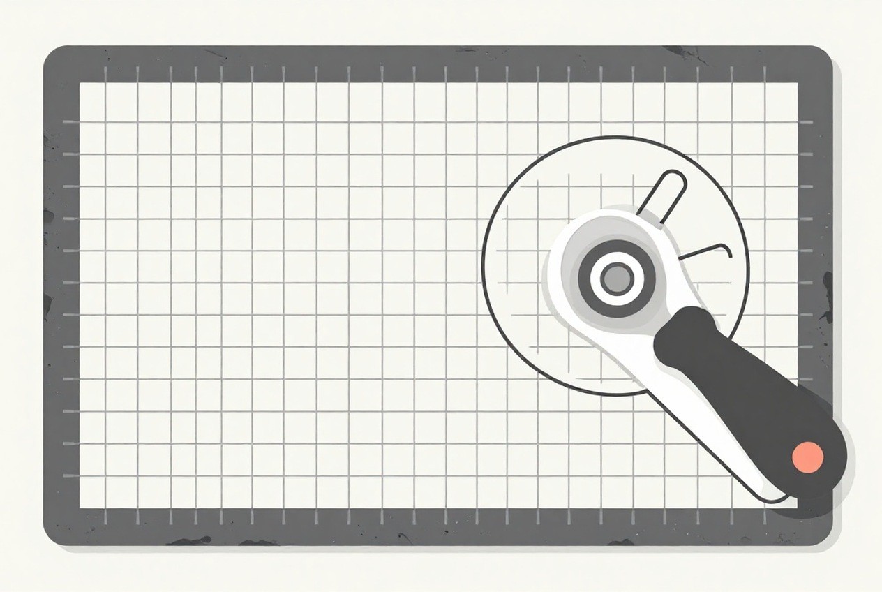 Quilting tool set with a mat grid and a ruler